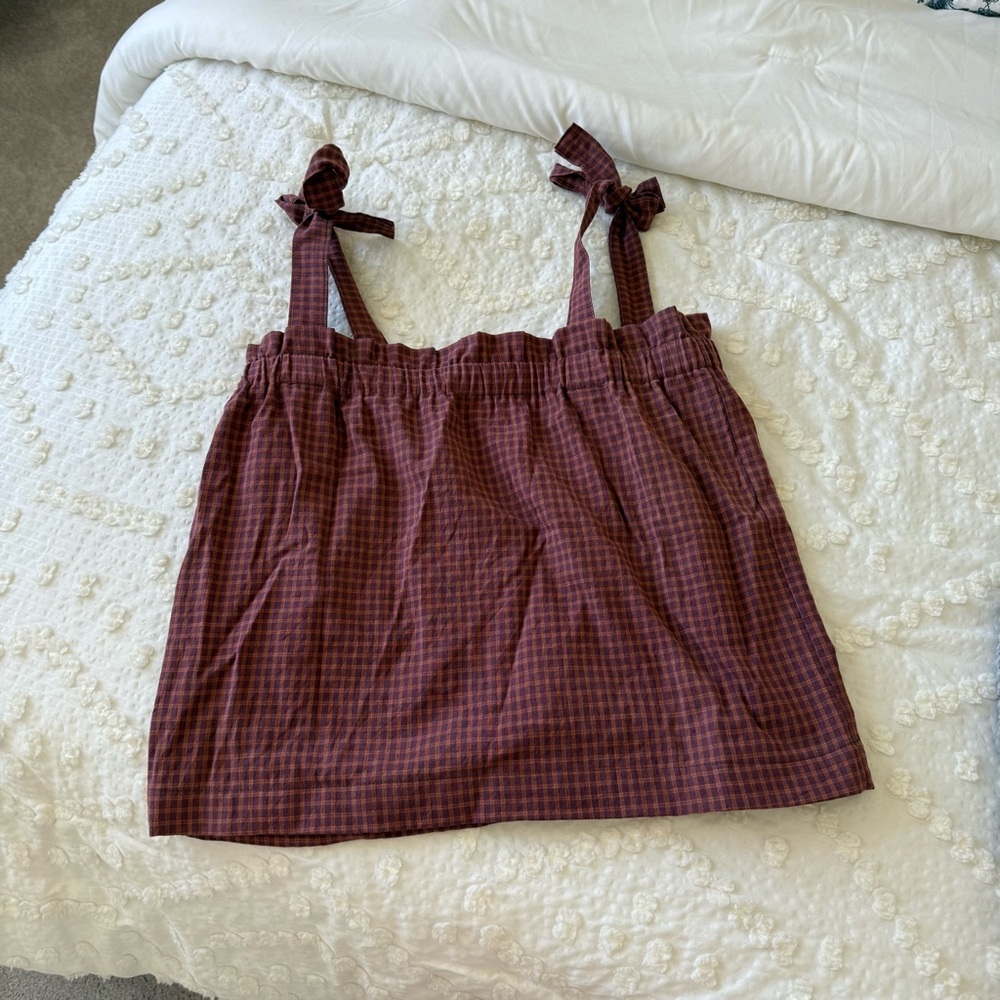 Plaid Sleeveless Top with Bow Straps